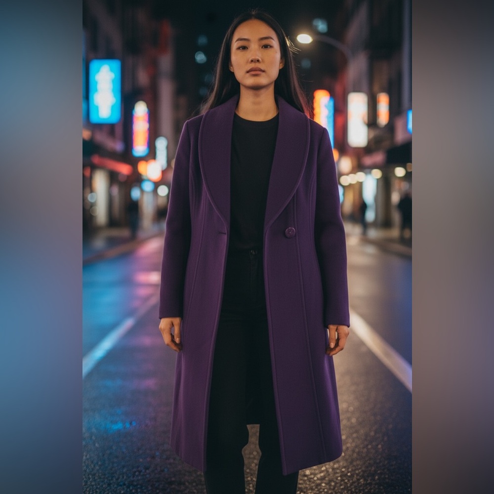 Vintage Jacques Vert Women's Purple Trench Coat